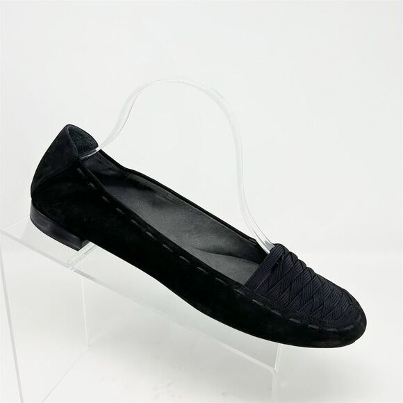 Stuart Weitzman Women's Black Woven Slip-On Loafers Size 9.5 SS (Super Slim) - Picture 1 of 12